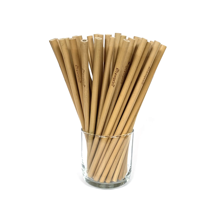 4 Tall Glass Bamboo Straws & Coconut Brush, Reusable Straws, Eco Friendly